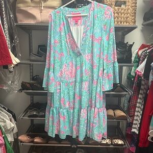 Lilly Pulitzer 	Amalfi Blue Best Fishes Patterned Dress